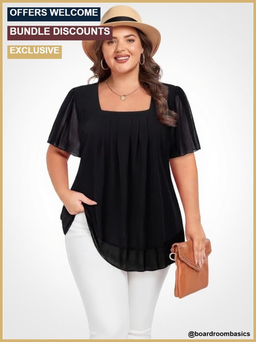 Plus Size Chiffon Tunic Top Short Sleeve Square Neck Blouse Loose Fit Casual